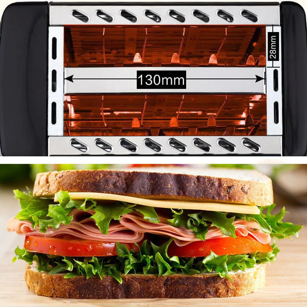 Household Automatic Bread Toaster Fast Heating 2 Slices Slots Bread Maker Cooking Stainless Steel Baking Breakfast Machine 750W