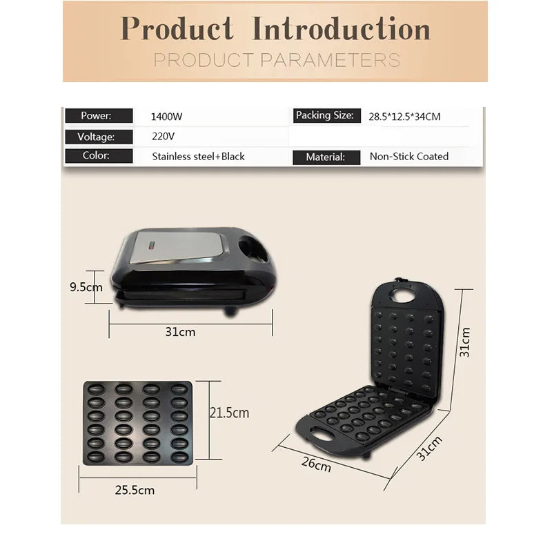 Mini Electric Walnut Cake Maker Automatic Nut Waffle Bread Machine Sandwich Iron Toaster Baking Breakfast Pan Oven EU plug