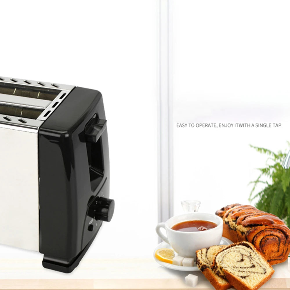 Household Automatic Bread Toaster Fast Heating 2 Slices Slots Bread Maker Cooking Stainless Steel Baking Breakfast Machine 750W