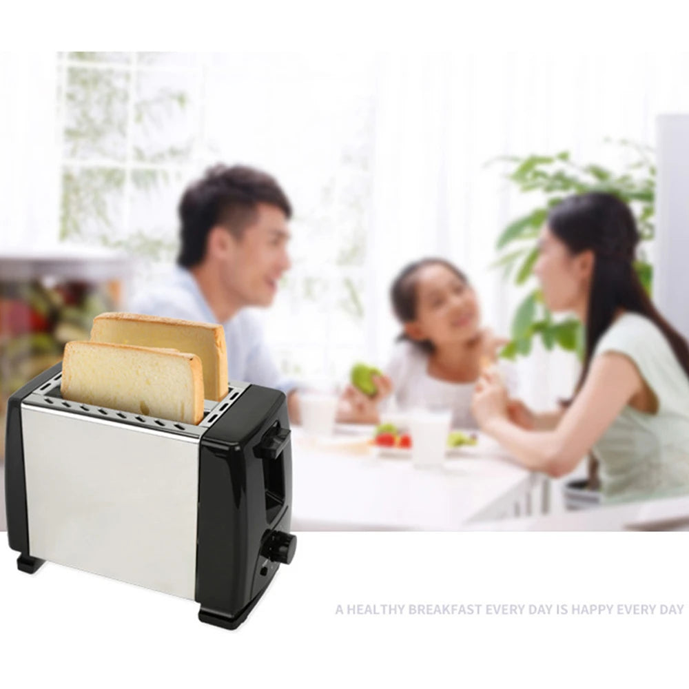 Household Automatic Bread Toaster Fast Heating 2 Slices Slots Bread Maker Cooking Stainless Steel Baking Breakfast Machine 750W
