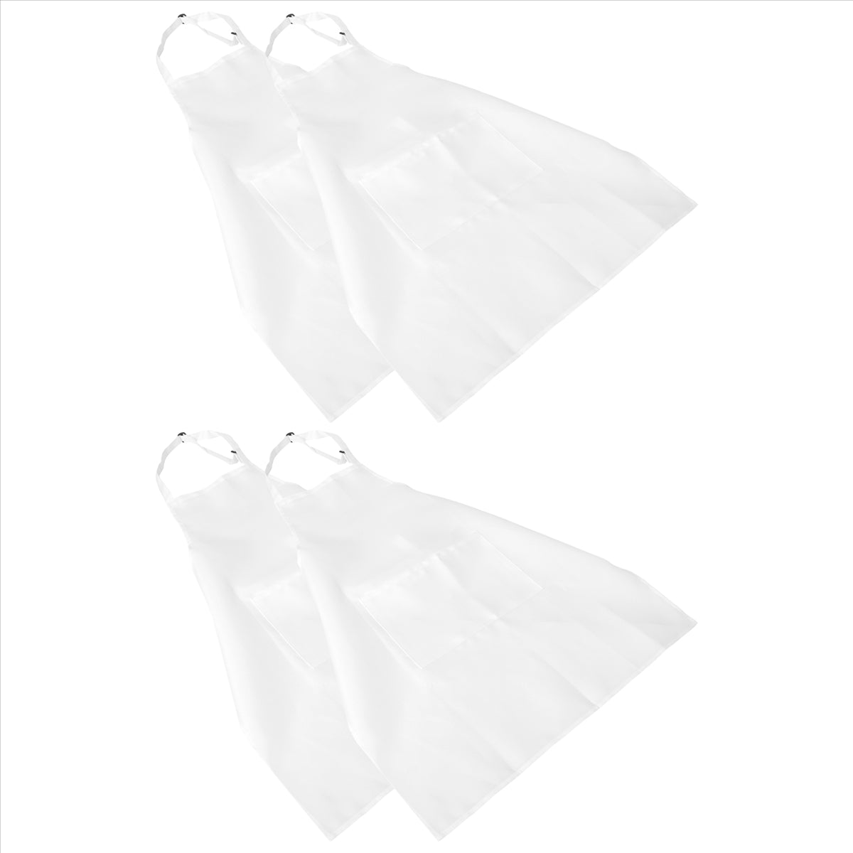 4 Pack Bib Aprons with 2 Pockets Adjustable Kitchen Cooking Chef Apron for Women & Men, White
