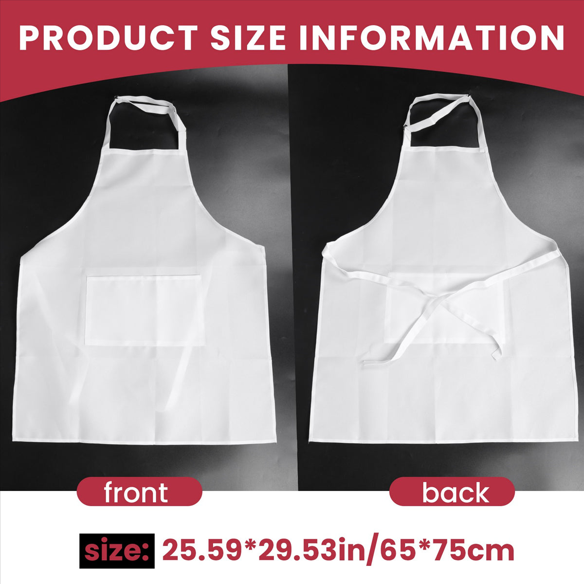 4 Pack Bib Aprons with 2 Pockets Adjustable Kitchen Cooking Chef Apron for Women & Men, White
