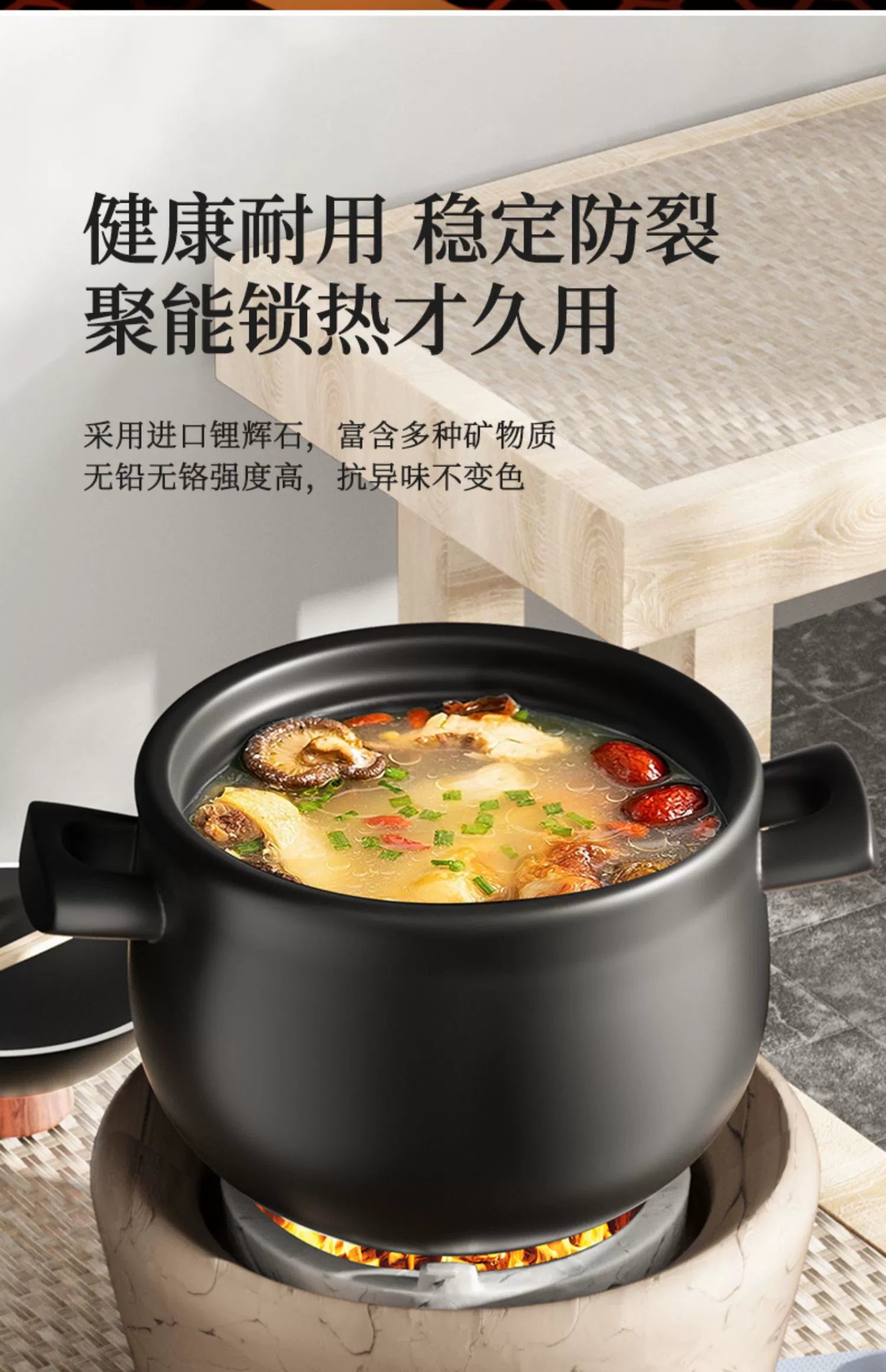 Casserole Stew Pot Ceramic Cookware Soup Cooking Pot Gas Stove High Temperature Resistant cooking Pans For Gas Kitchen Crock Pot