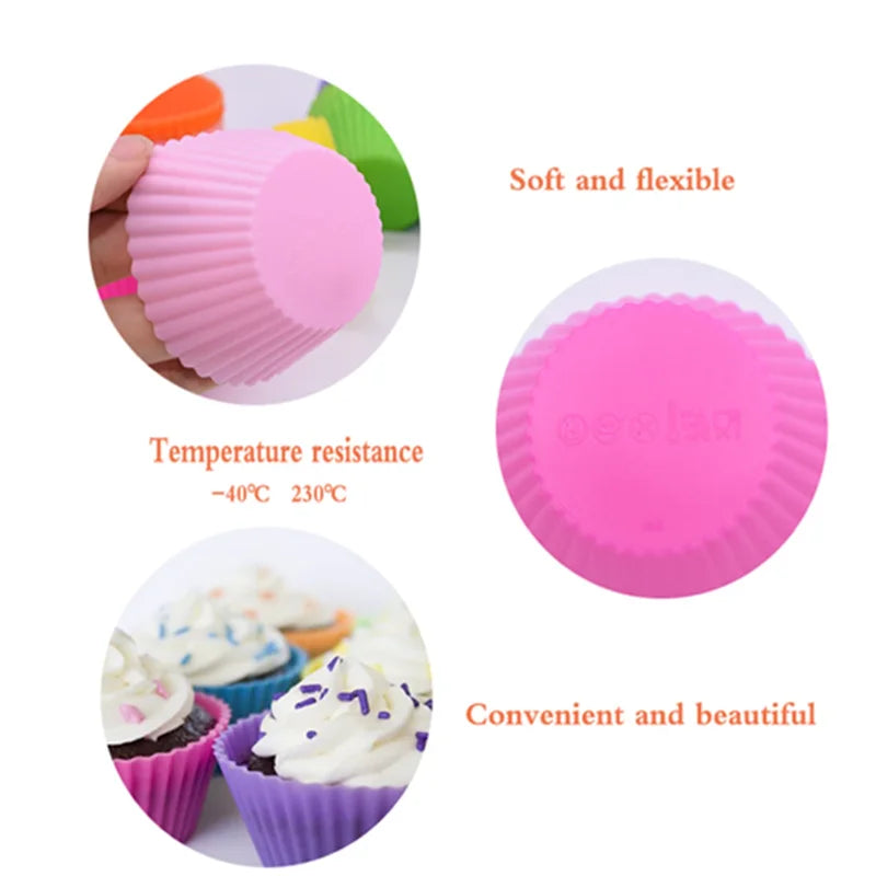 6/12PCS Silicone Muffin Mold Round Muffin Cup Heart Cake Baking Mold Kitchen Cooking Supplies Cake Decorating Tools
