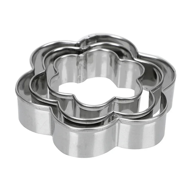 4 Styles Baking Mold Biscuit Cookie Cutter Flower Heart Circle Star Baking Mould Stainless Steel Fruit Egg Mould Cookie Cutters
