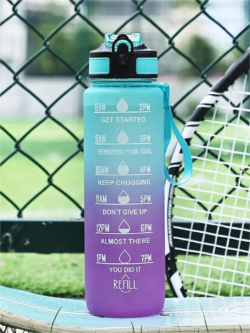 Large Capacity Fashion Gradient Plastic Cup Outdoor Sports Kettle Portable Handle Male and Female Students Bounce Sippy Cup
