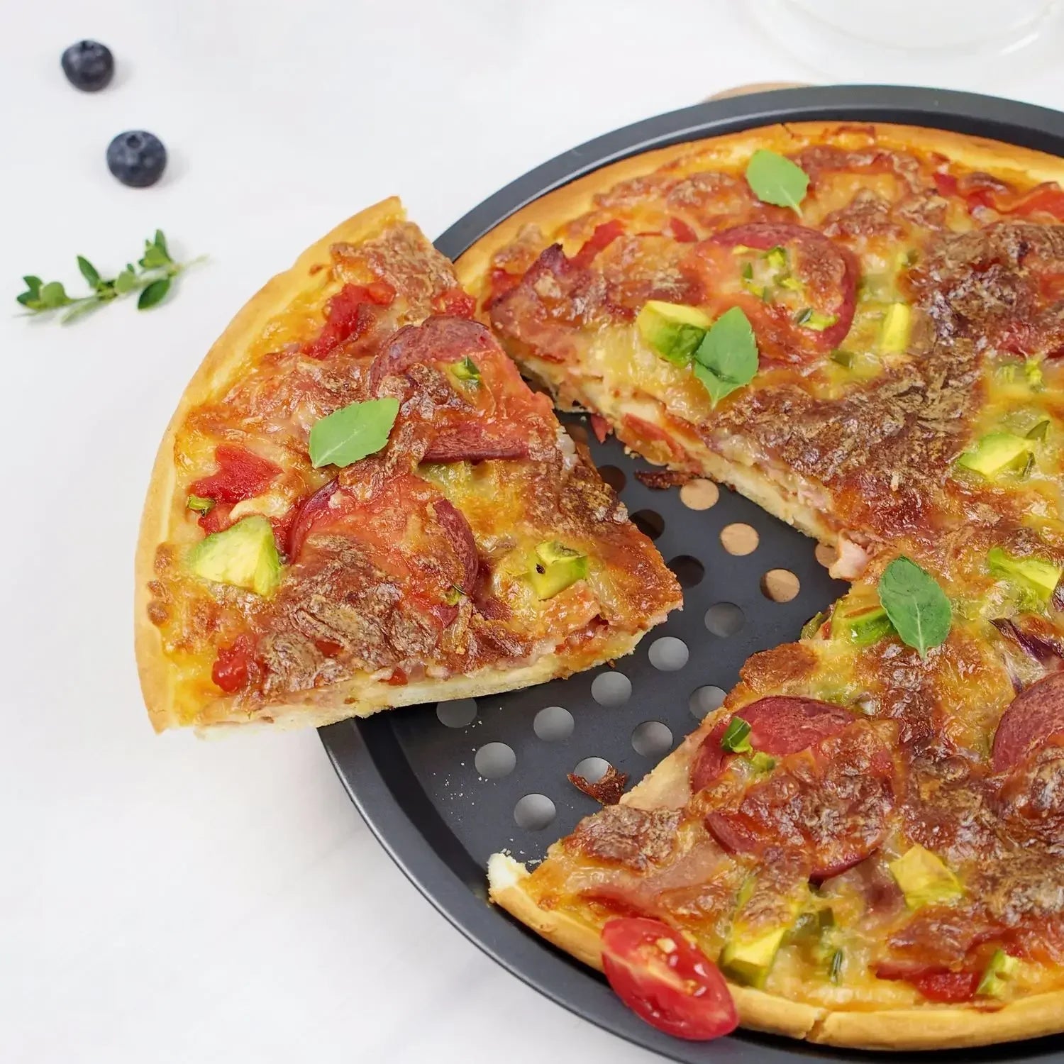 Baking Tray Carbon Steel Pizza Tray with Holes (non-stick) Baking Tray with Holes Cooking Tray Dish Rack Baking Tools