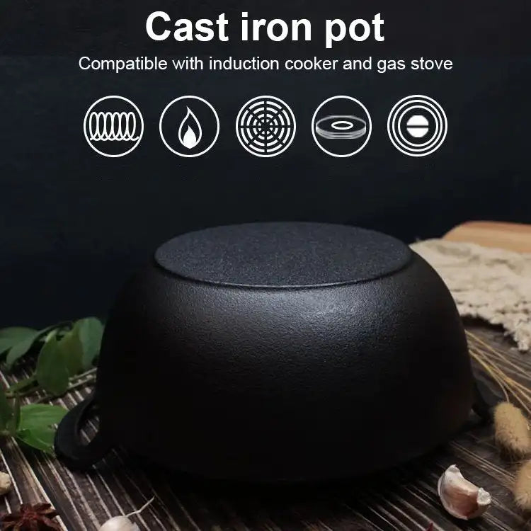 Cast Iron Pot Uncoated And Non Stick wok Casserole kitchen cooking pot cast iron skillet Cookware wok pan fry pan Dropshipping
