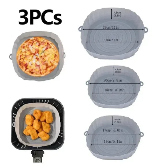 Reusable Air Fryer Silicone Baking Tray Basket Mat, Non Stick Circular Microwave Mat Baking Mat Oven Air Fryer Kitchen Tools