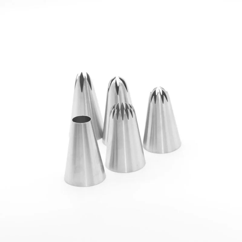 5pcs/set Metal Cake Cream Decoration Tips Set Pastry Tools Stainless Steel Piping Icing Nozzle Cupcake Head Dessert Decorators