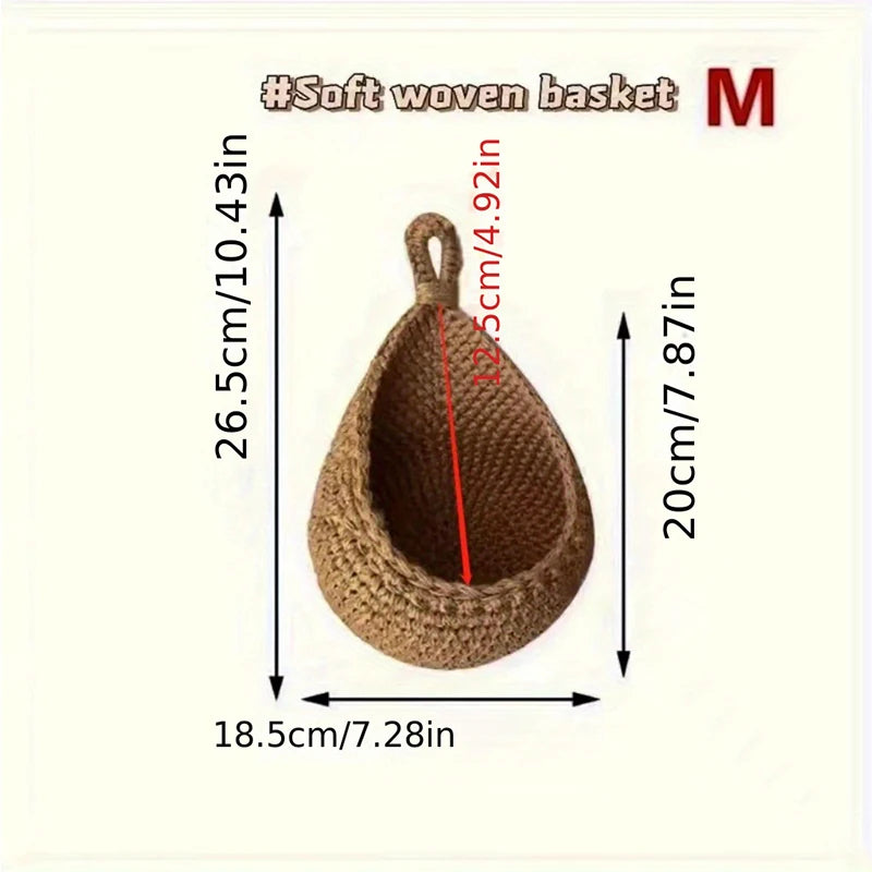 Wall-mounted Vegetable Basket Fruit and Sundry Basket Natural Wicker Weave Storage Basket Kitchen Storage Home Decoration