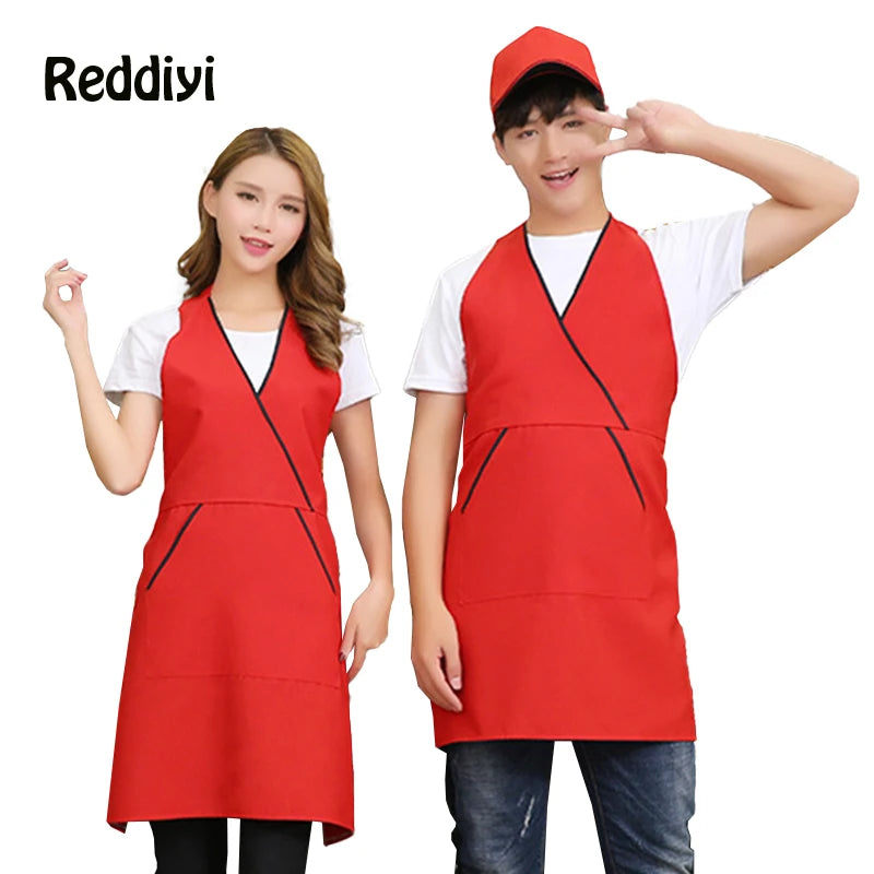 Unisex Cooking Apron Hotel Cafe Milk Tea Shop Work Apron Chef Waiter Barbecue Hairdresser Pocket Apron Kitchen Supplies
