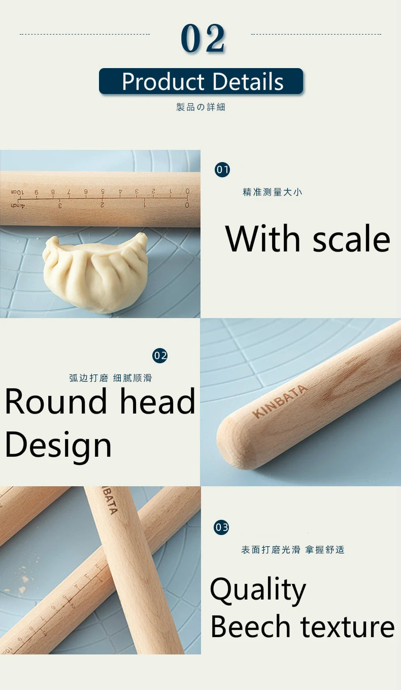Japan Kitchen Wooden Rolling Pin Kitchen Cooking Baking Tools Accessories Crafts Baking Fondant Cake Decoration Dough Roller