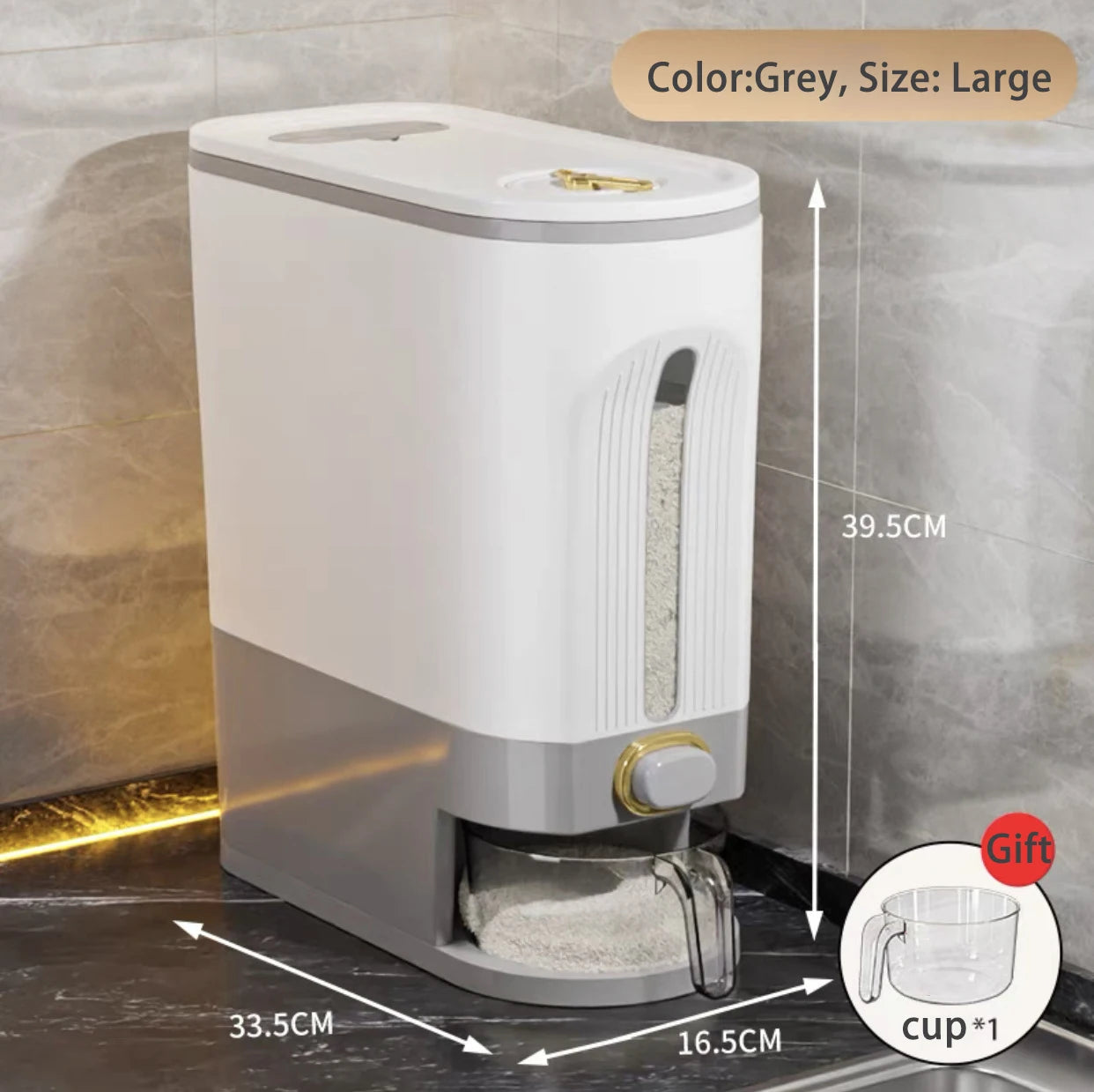 Large Capacity Airtight Rice Grain Storage Container Moisture-Proof, Insect-Resistant Kitchen Organizer For Rice, Flour, Beans