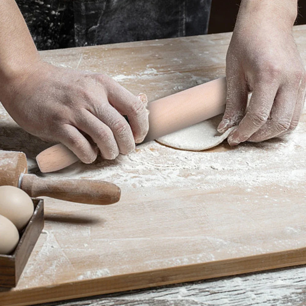 Non-Stick Rolling Pin Wooden Handle Pastry Dough Flour Roller Home Kitchen Cooking Bakery Accessories for Pasta Cookie Dough