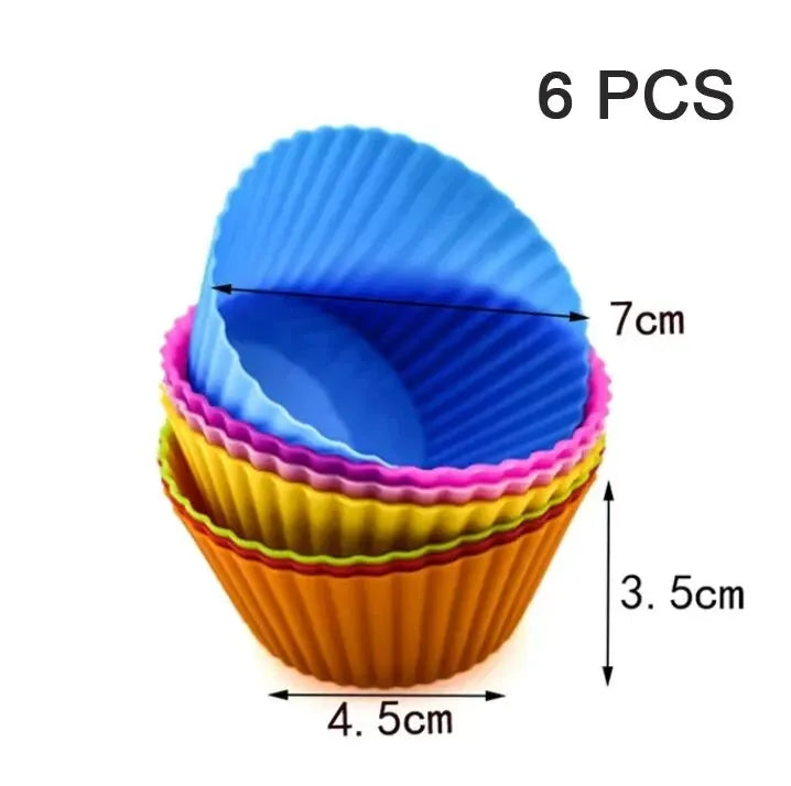 6/12PCS Silicone Muffin Mold Round Muffin Cup Heart Cake Baking Mold Kitchen Cooking Supplies Cake Decorating Tools
