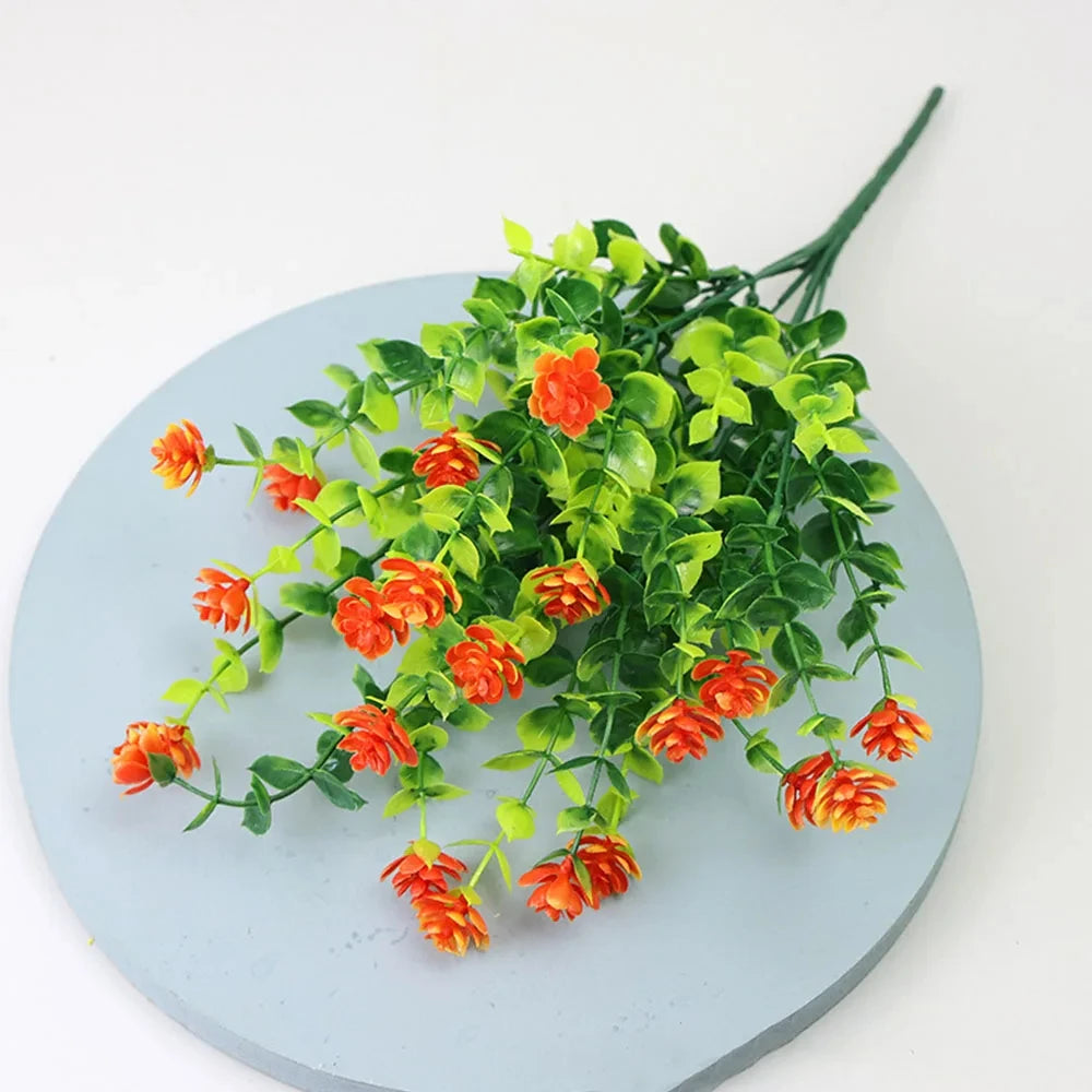 1 Bundle Artificial Flowers Outdoor UV Resistant Greenery Shrubs Plants Fake Flower for Kitchen Office Wedding Garden Decor