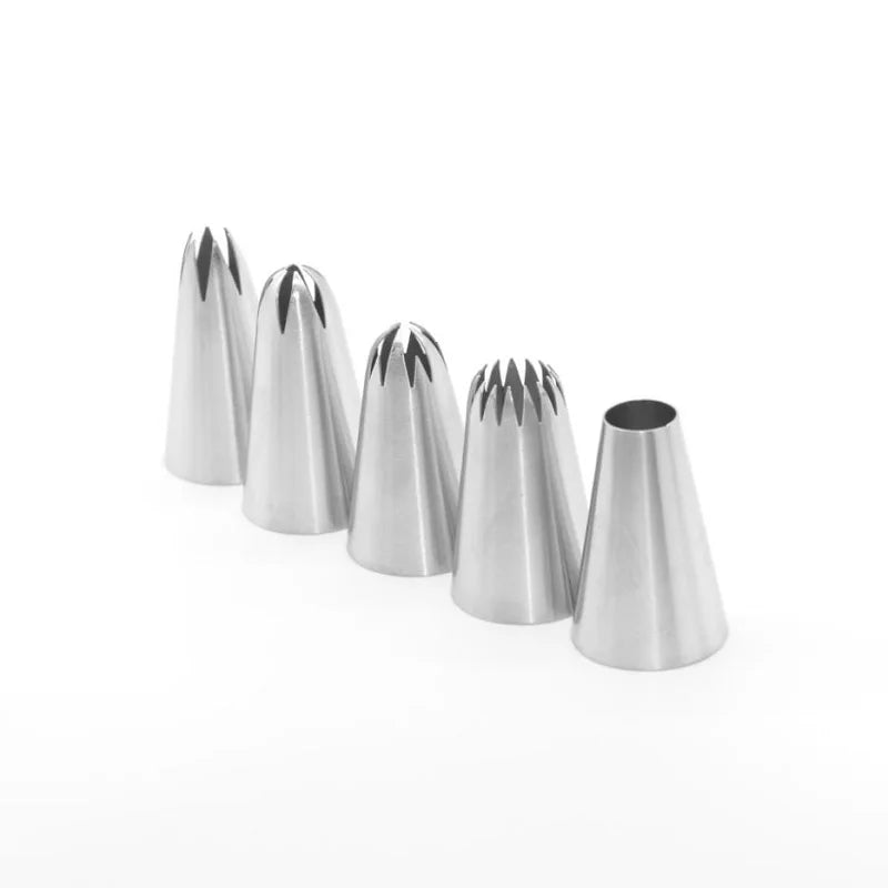5pcs/set Metal Cake Cream Decoration Tips Set Pastry Tools Stainless Steel Piping Icing Nozzle Cupcake Head Dessert Decorators