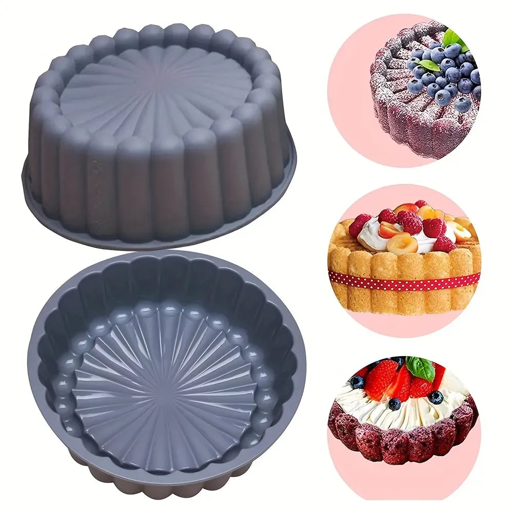Round Silicone Charlotte Cake Pan Strawberry Shortcake Baking Pan Cakes Pan Sponge Flan Mold For Kitchen Bakingt Tools