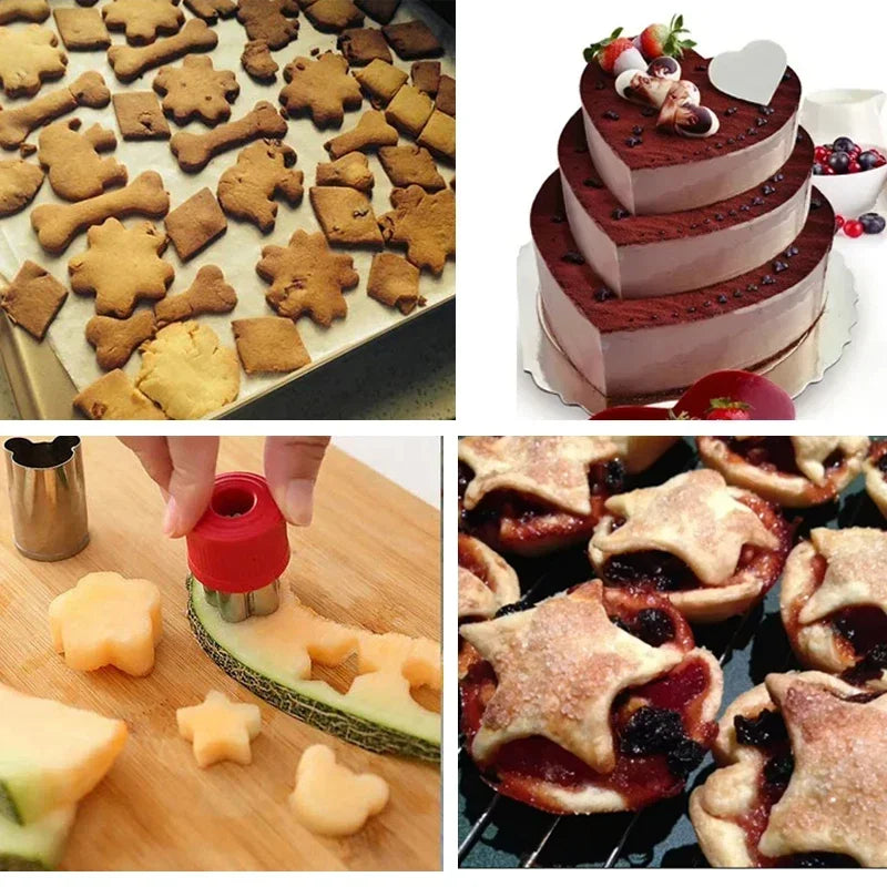 4 Styles Baking Mold Biscuit Cookie Cutter Flower Heart Circle Star Baking Mould Stainless Steel Fruit Egg Mould Cookie Cutters