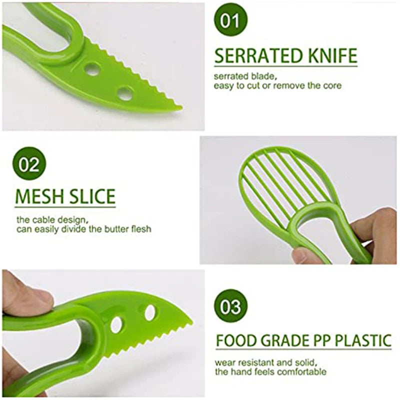 3 In 1 Multi-Function Avocado Peeler Pulp Separator Plastic Orange Kiwi Fruit Peeler Knife Cutter Household Kitchen Accessories