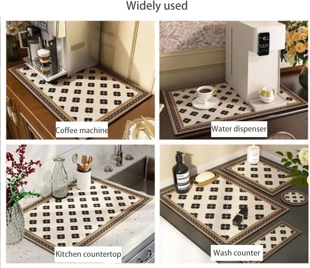 VIKAMA Diatomite Kitchen Decorative Mat Coffee Machine Mat Entryway Bathroom Sea Water Absorbent Dirt Resistant Floor Mat