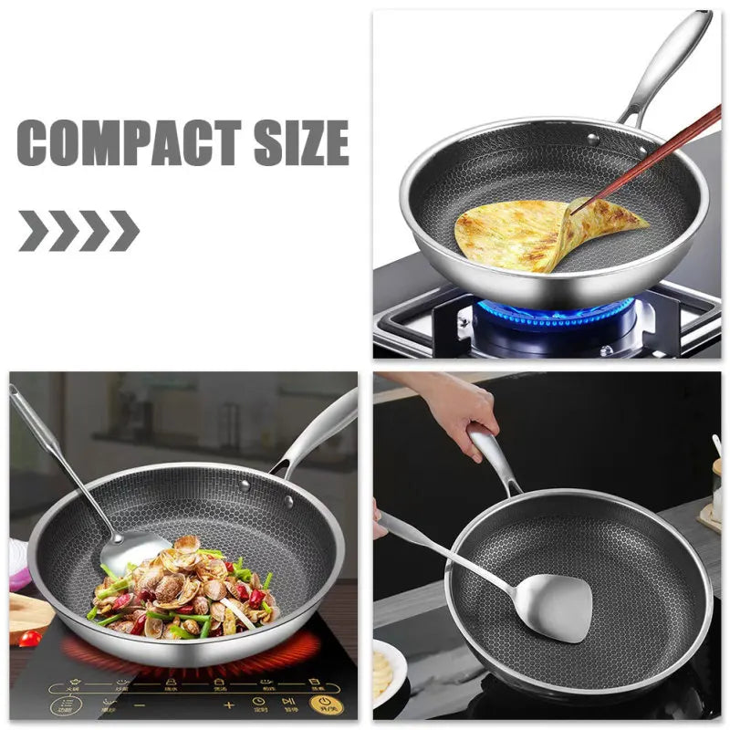 Stainless Steel Frying Pans Kitchen Skillet Frying Pans Non-Sticky Cooking Pan Honeycomb Frying Pans Kitchen Accessories