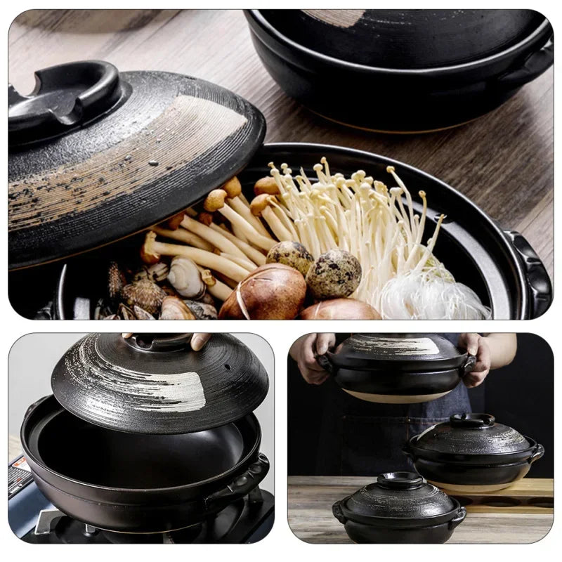 Pot Ceramic Clay Cooking Casserole Japanese Stew Soup Lid Earthenware Hot Pots Korean Stockpot Dish Pan Cookware Stock Chinese