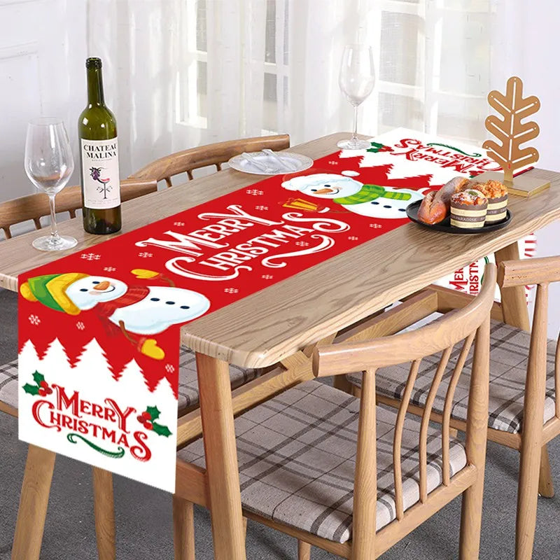Christmas Tablerunner Merry Christmas Decoration For Home Tablecloth Kitchen Xmas 2023 Navidad Kerst Natal Happy New Year 2024