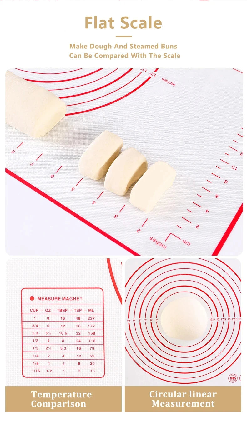 Black And Red Kneading Dough Mat Silicone Baking Mat Pizza Cake Dough Maker Kitchen Cooking Grill Gadgets Bakeware