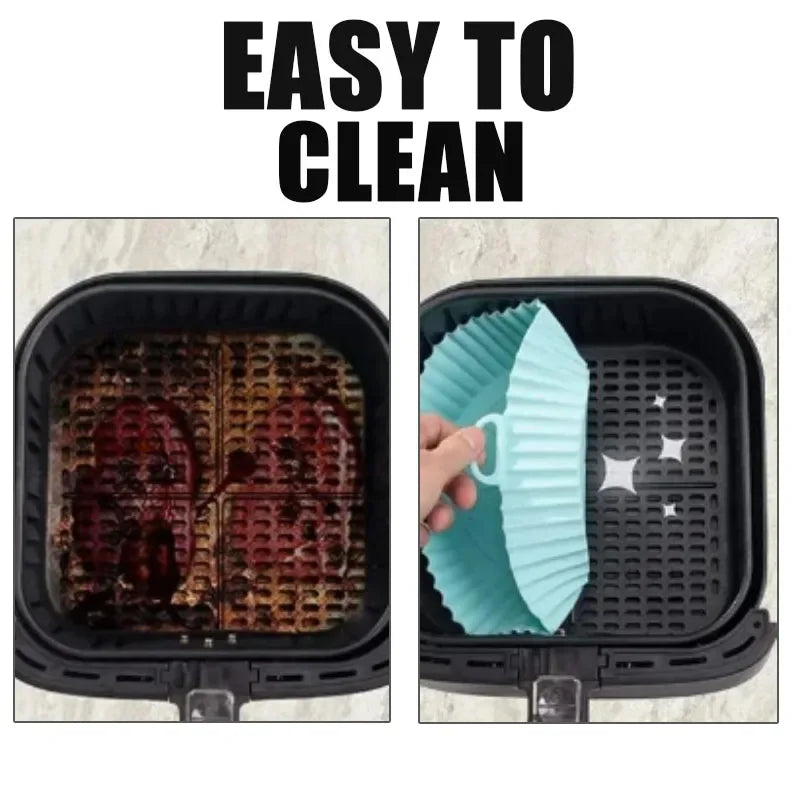 Air Fryer Silicone Basket Reusable Container Accessories Oven Tray Pizza Fried Chicken Baking Mold Protector Kitchen Tool