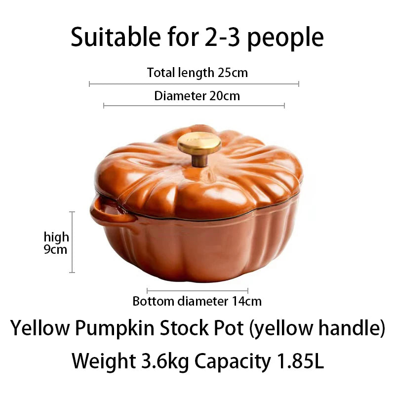 Pumpkin Enamel Stew Sets of Pot and Pans Iron Casserole Pots for Kitchen Glass Pan for Cooking Kitchenware Set Non Stick Food