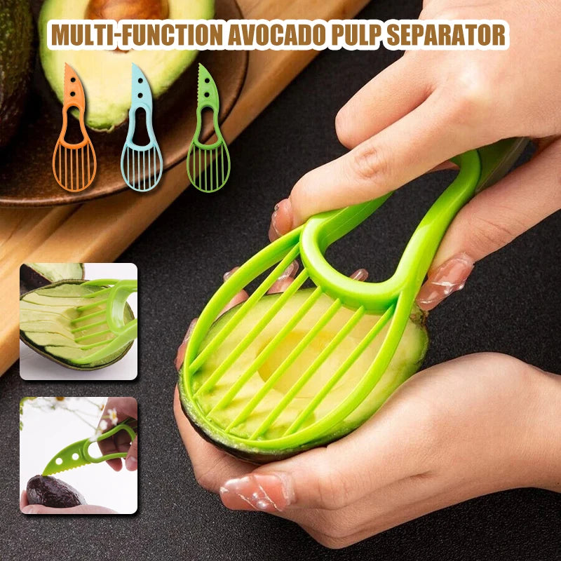 3 In 1 Multi-Function Avocado Peeler Pulp Separator Plastic Orange Kiwi Fruit Peeler Knife Cutter Household Kitchen Accessories