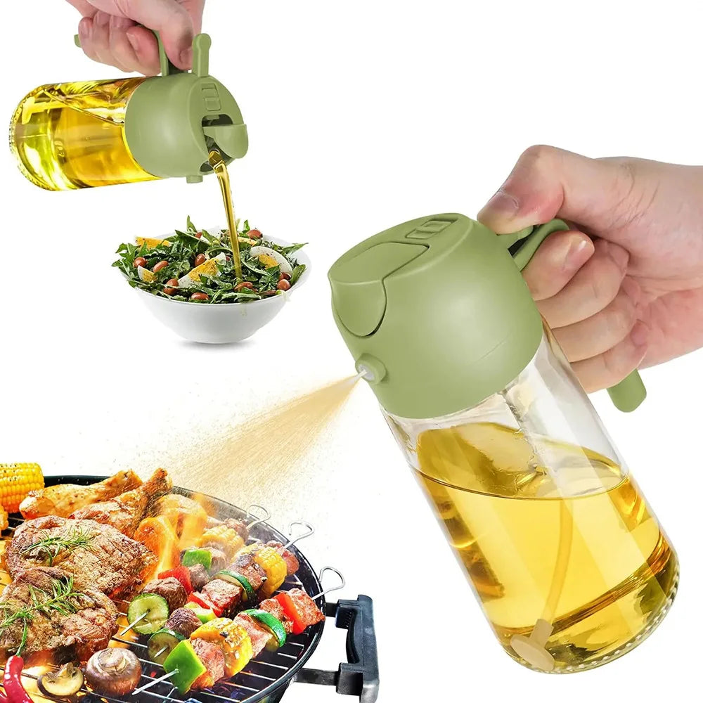 2in1 Glass Spray Oil Sprayer Bottle Spray Oil Dispenser Oil Jar Cruet BBQ Kitchen Baking Roasting Picnic Kitchen Tool