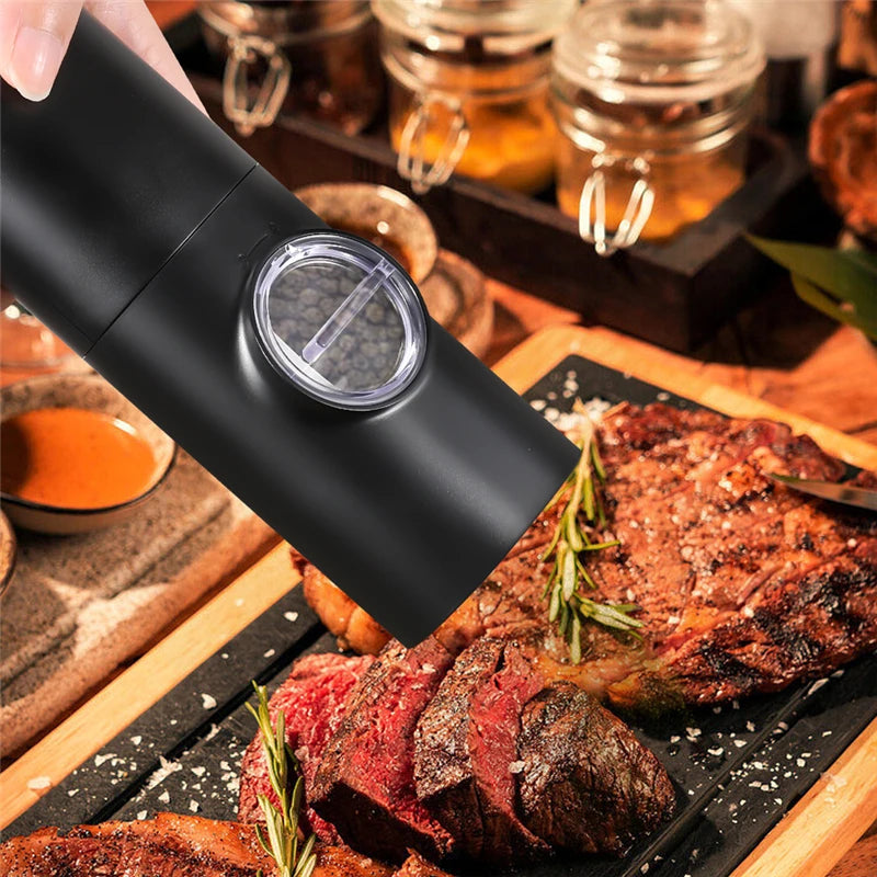 Automatic Pepper Grinder Salt And Pepper Grinder USB Rechargeable Adjustable Coarseness Spice Mill With LED Light Kitchen Tool