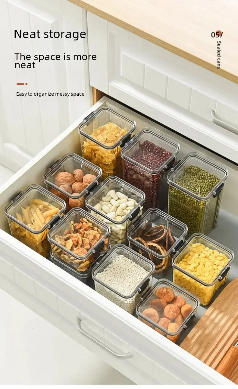 Kitchen Multigrain Snack Sealed Storage Box Dried Fruit Dried Goods Jar Drawer Storage Container Moisture Proof Box Plastic