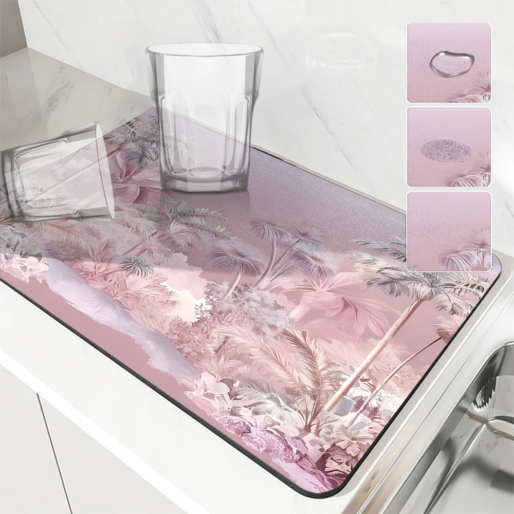 VIKAMA Kitchen tableware diatomaceous earth impermeable drainage mat heat insulation non-slip bathroom doormat home decoration