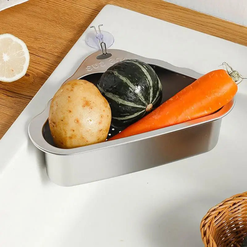 Kitchen Triangular Sink Filter Triangle Design Storage Rack For Kitchen Sink Basket For Sink Food Strainer Stainless Steel For