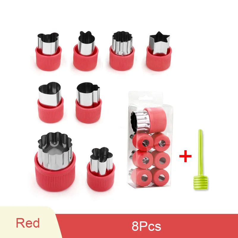6/8/10Pcs Heart/Flower Shape Vegetables Cutter Plastic Handle Cookie Cutters Sandwiches Cutter Stainless Steel Fruit Cutting Die
