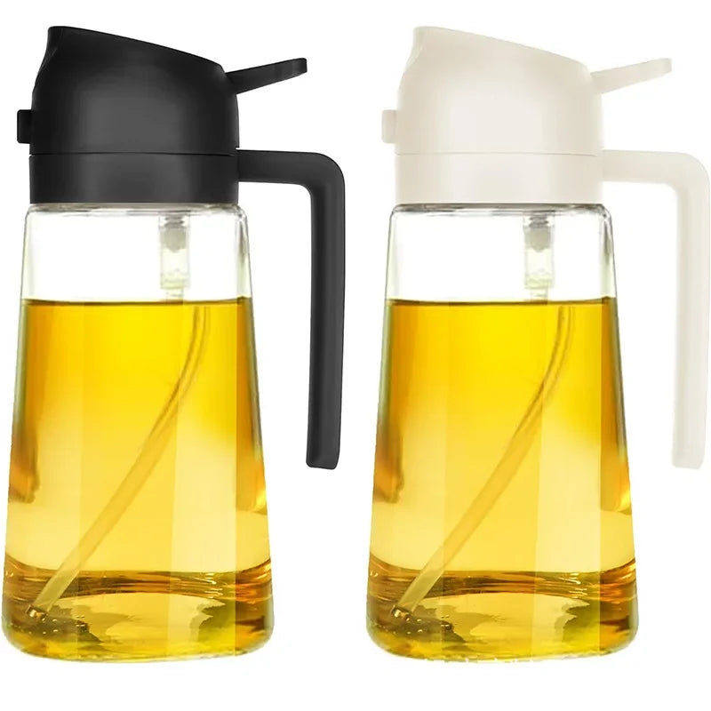 2in1 470ml Glass Spray Oil Sprayer Bottle Spray Oil Dispenser Oil Jar Cruet BBQ Kitchen Baking Roasting Picnic Kitchen Tool