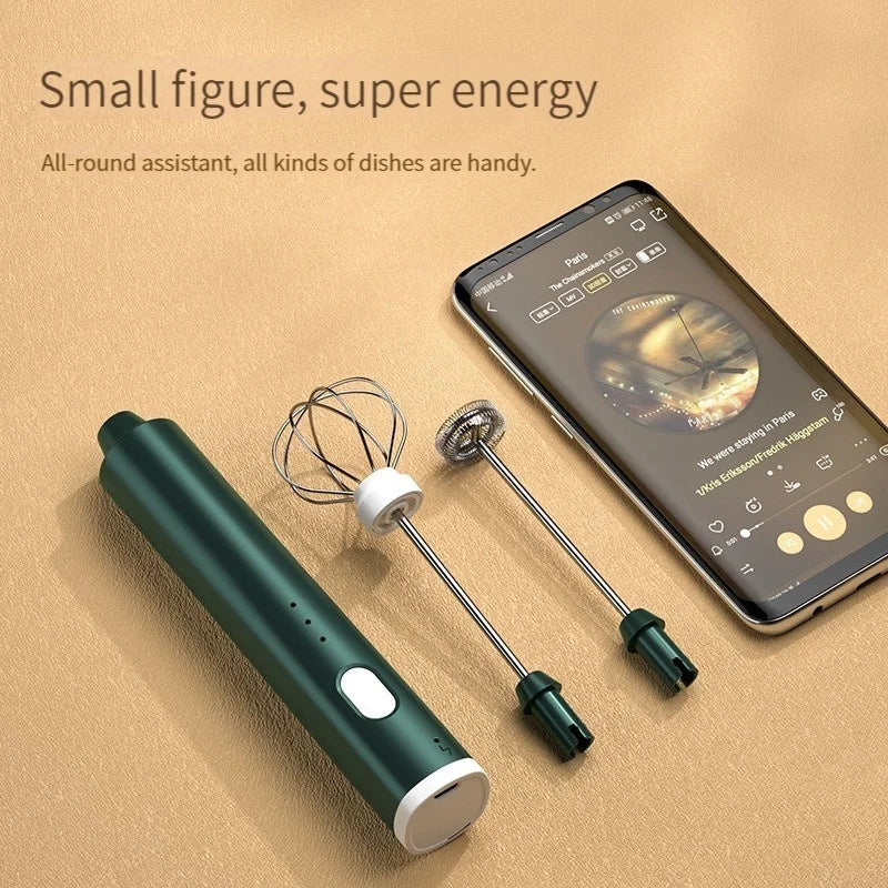1 PC USB Rechargeable Handheld Egg Beater 3 Speeds Electric Milk Frother Foam Maker Mixer Coffee Drink Frothing Wand Foamer