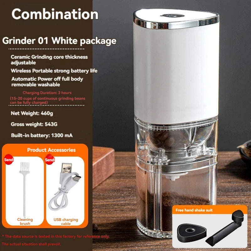 Custom logo Small portable mini home kitchen coffee grinder machine mill automatic USB charging electric coffee grinder