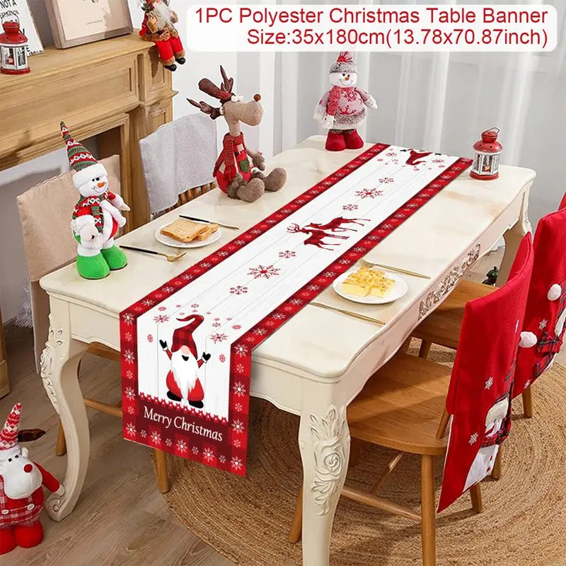Christmas Tablerunner Merry Christmas Decoration For Home Tablecloth Kitchen Xmas 2023 Navidad Kerst Natal Happy New Year 2024