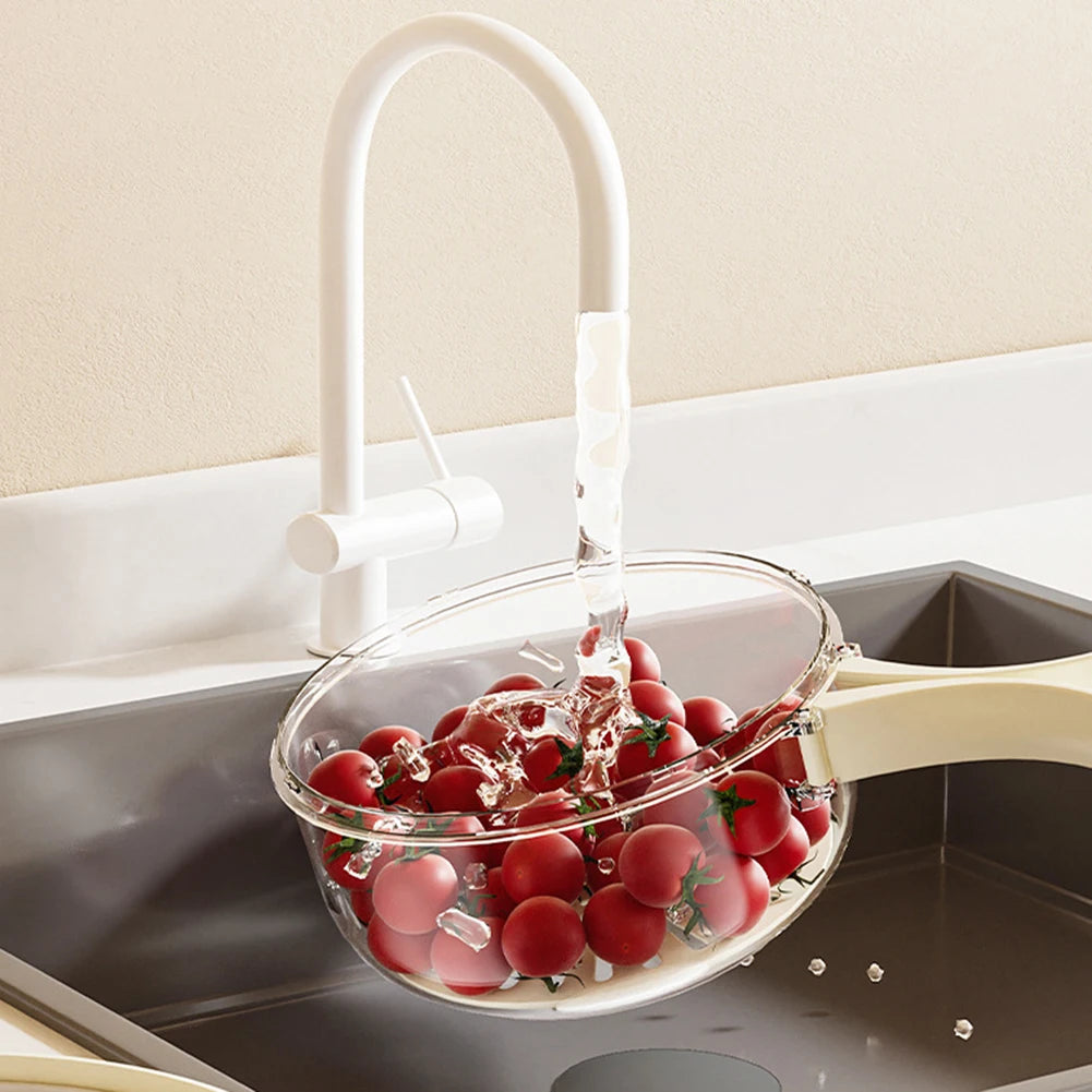 New Kitchen Household Fruit Washing Refrigerator Storage Box With Lid Drain Basket Thick Double Layer Drain Washing Basin