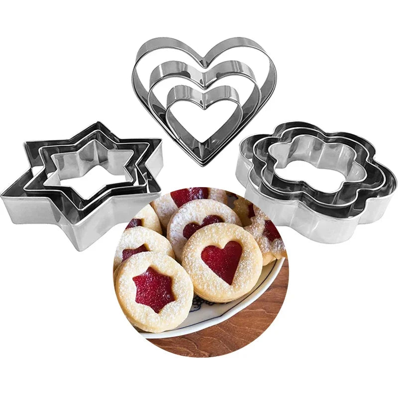 4 Styles Baking Mold Biscuit Cookie Cutter Flower Heart Circle Star Baking Mould Stainless Steel Fruit Egg Mould Cookie Cutters