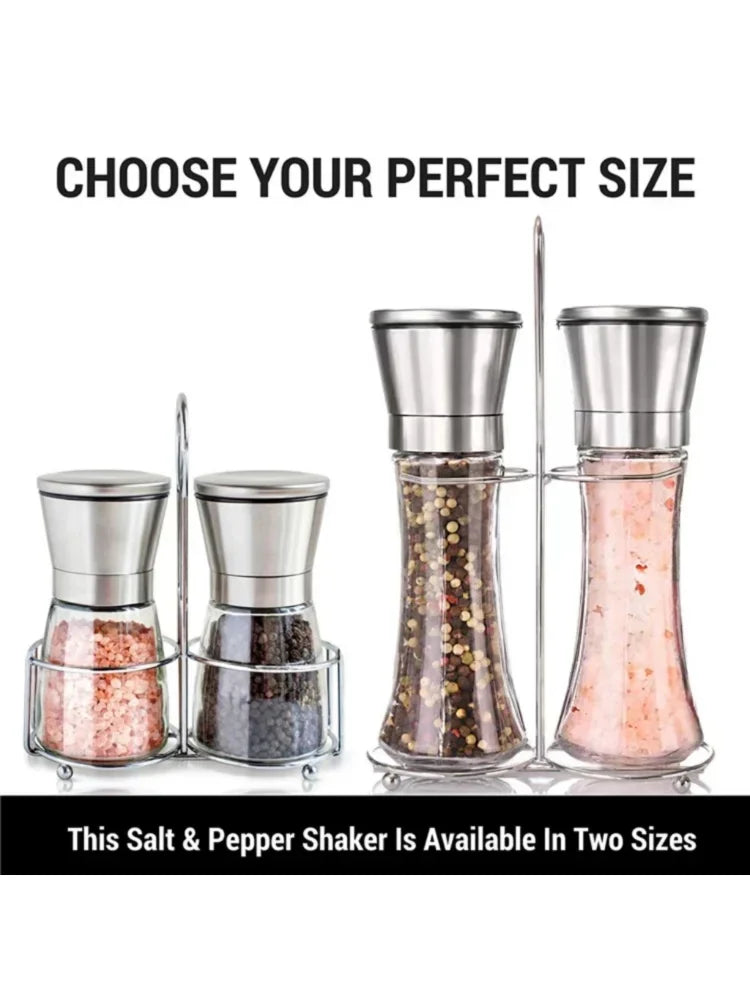180/200ML Pepper Grinder Stainless Steel Glass Spice Bottle Salt Pepper Mill Manual Spice Grinder Mill Household Kitchen Gadgets