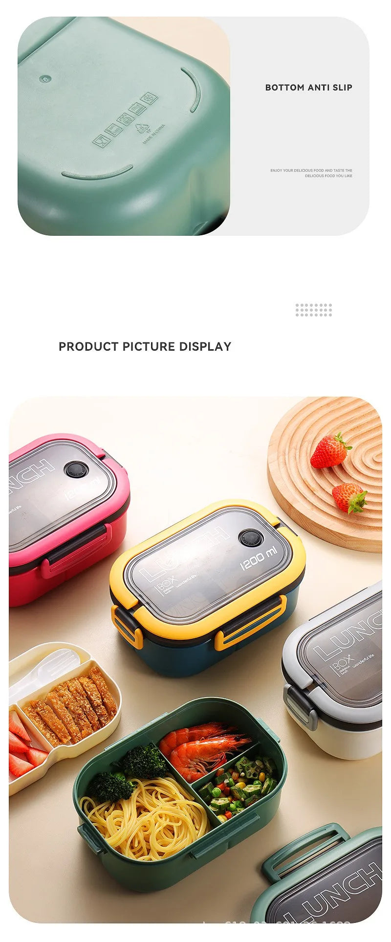 Cute Lunch Box For Kids Compartments Microwae Bento Lunchbox Children Kid School Outdoor Camping Picnic Food Container Portable