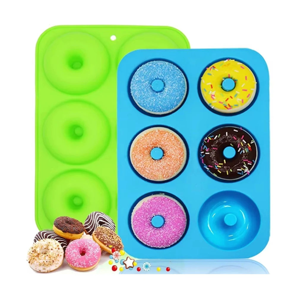 Heat Resistant Silicone Donut Mold for 6 Doughnuts Food Grade Silicone Bagels Pan for Baking Non Stick Mini Cupcake Mould