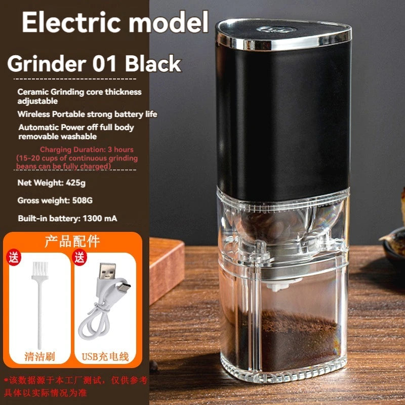 Custom logo Small portable mini home kitchen coffee grinder machine mill automatic USB charging electric coffee grinder