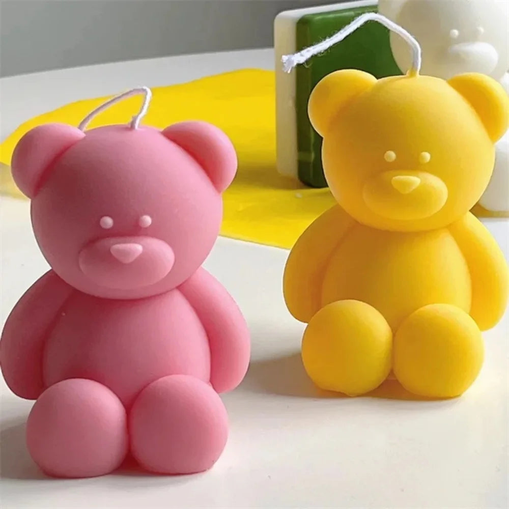 Small Cartoon Bear DIY Aromatherapy Candle Silicone Mold Dessert Decoration Mousse Chocolate Mold Plaster Home Decoration Tool
